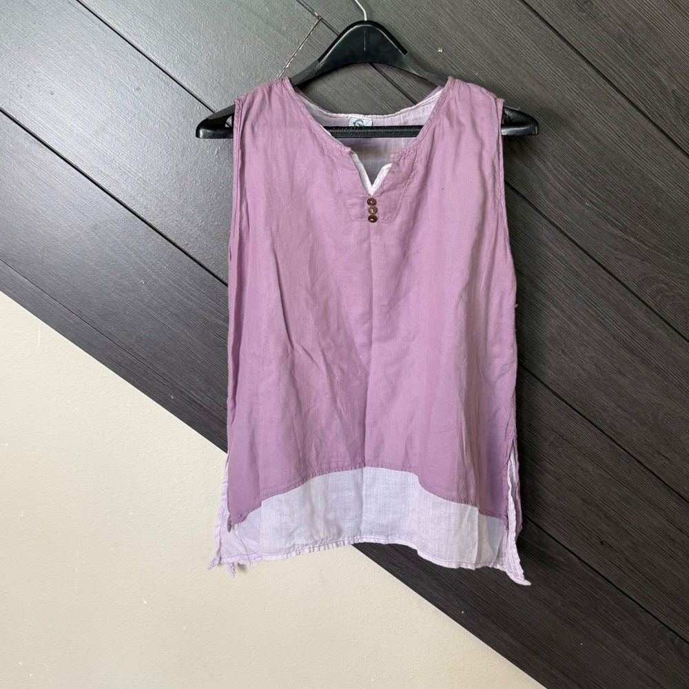 Unique Batik Women's Sleeveless Cotton Tunic Top Lavender Boho Medium